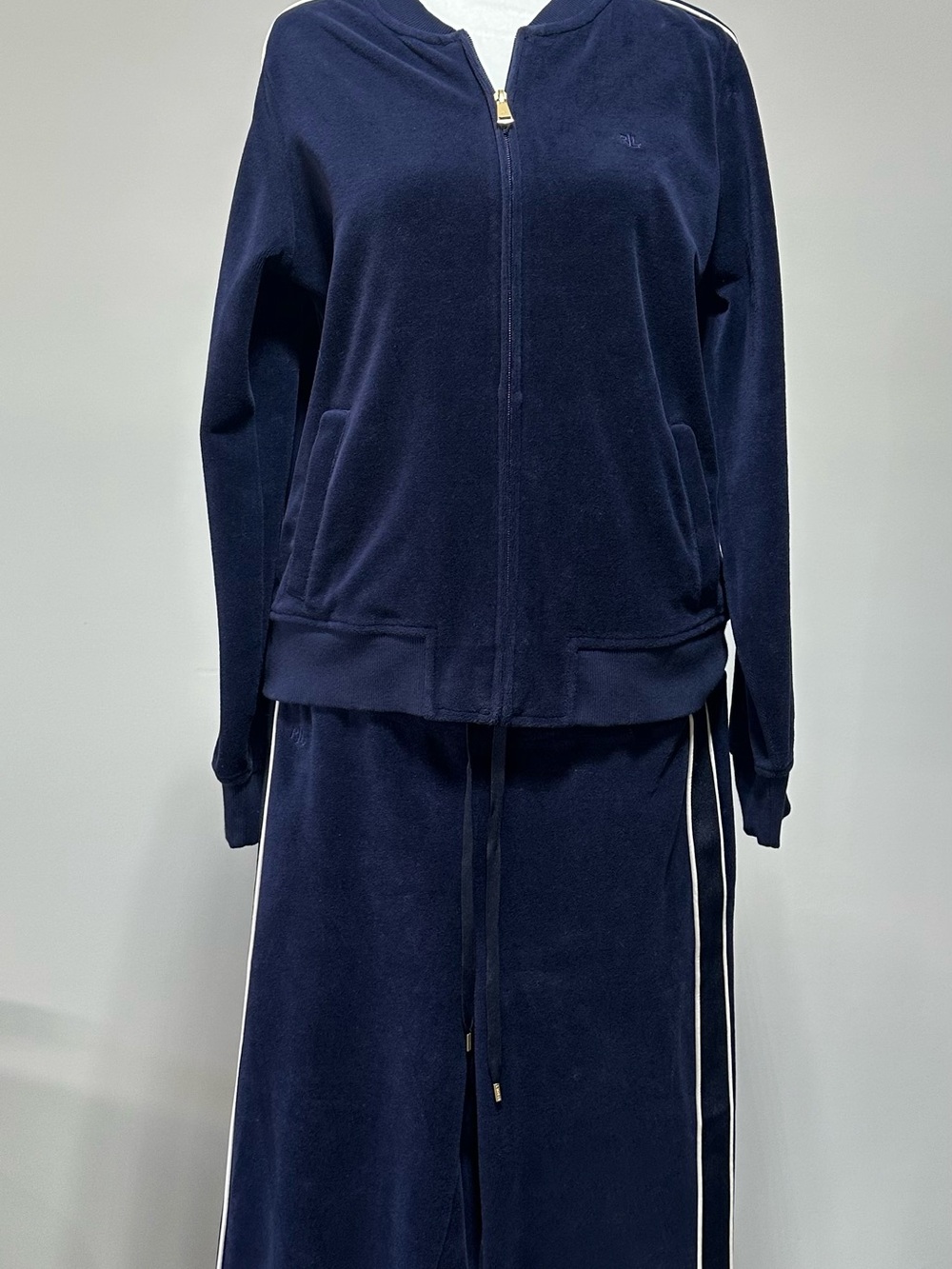 Lauren Ralph Lauren Velour Tracksuit Set Navy Blue Medium Athleisure Loungewear